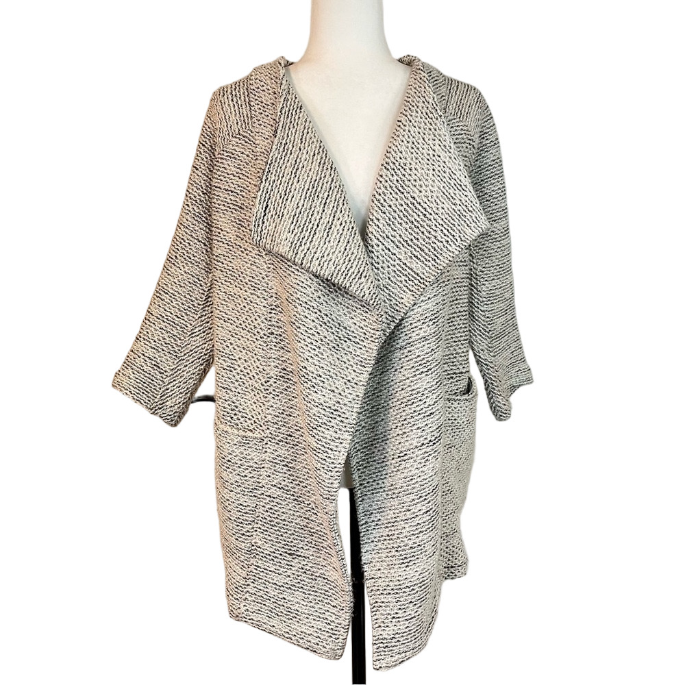 Black Tape Women’s Waterfall Open Cardigan Medium Nubby Knit Office Lagenlook